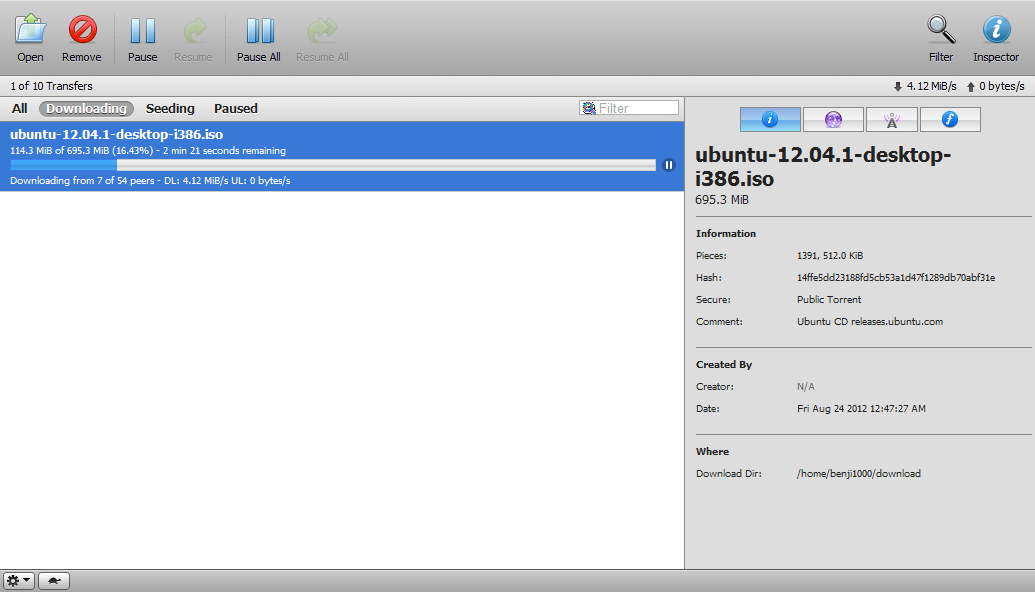 Transmission sous Debian